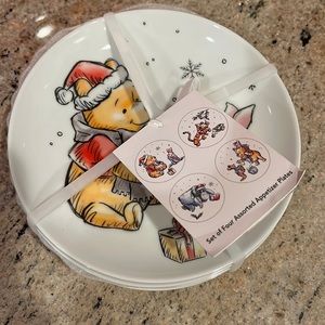 Winnie the Pooh and Friends Christmas Appetizer Plates Set of 4